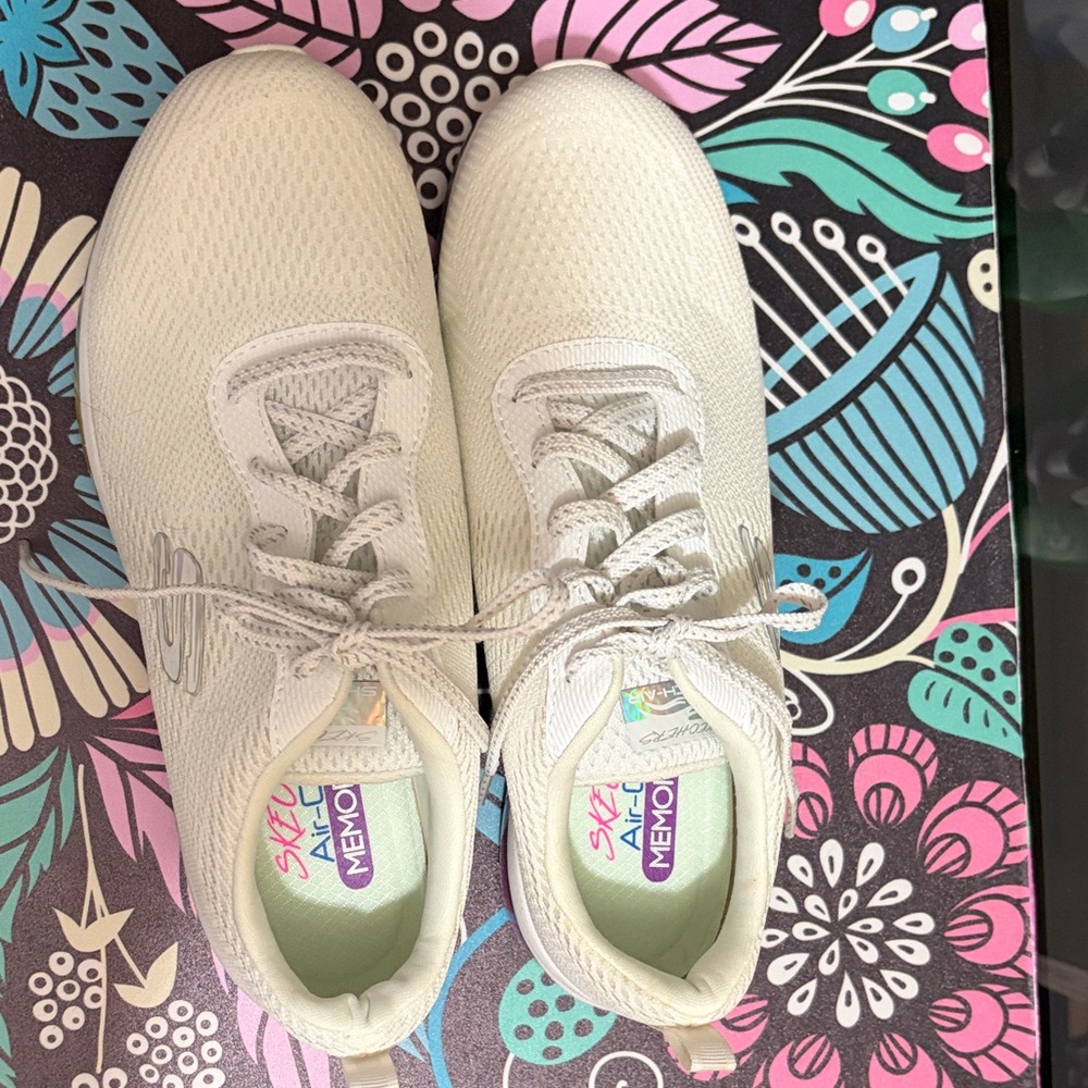 Skechers Women's Athletic Shoes - White with Rainbow soles